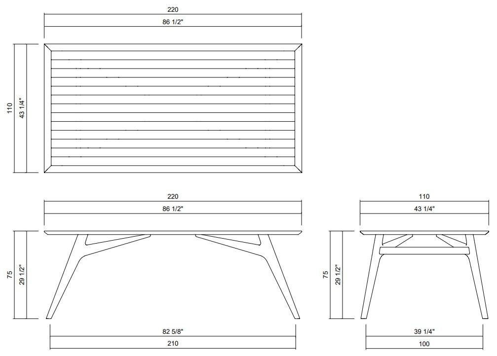 MESA JANTAR 220 X 110 CM PONS