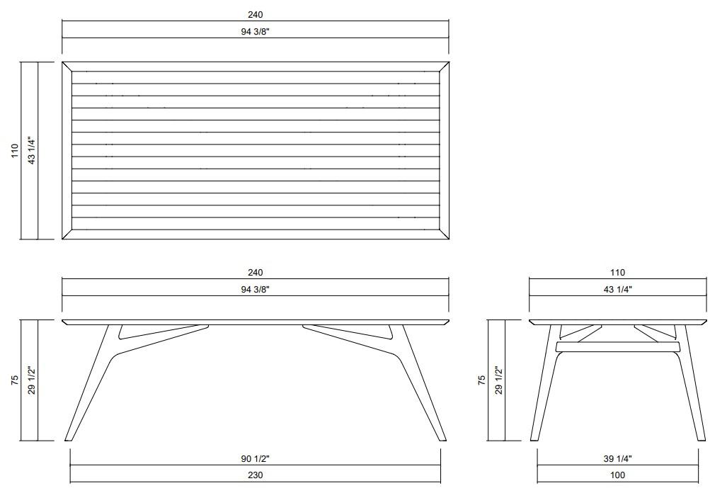 MESA JANTAR 240 X 110 CM PONS