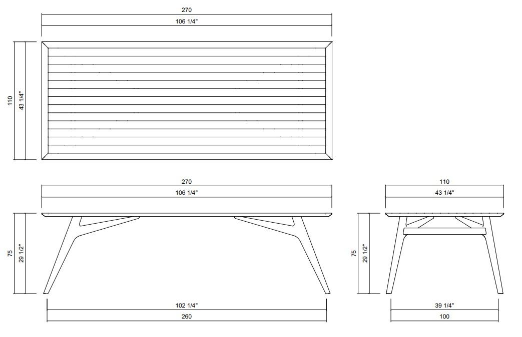 MESA JANTAR 270 X 110 CM PONS