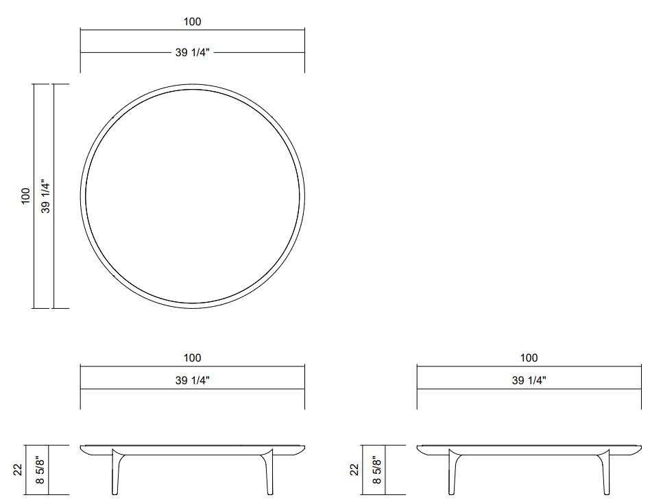 MOGANO COFFEE TABLE 39 1/4" H8 5/8"
